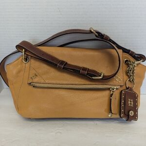 Olivia Harris Tan Soft Calfskin Leather Crossbody Bag for Women 12x6x3"